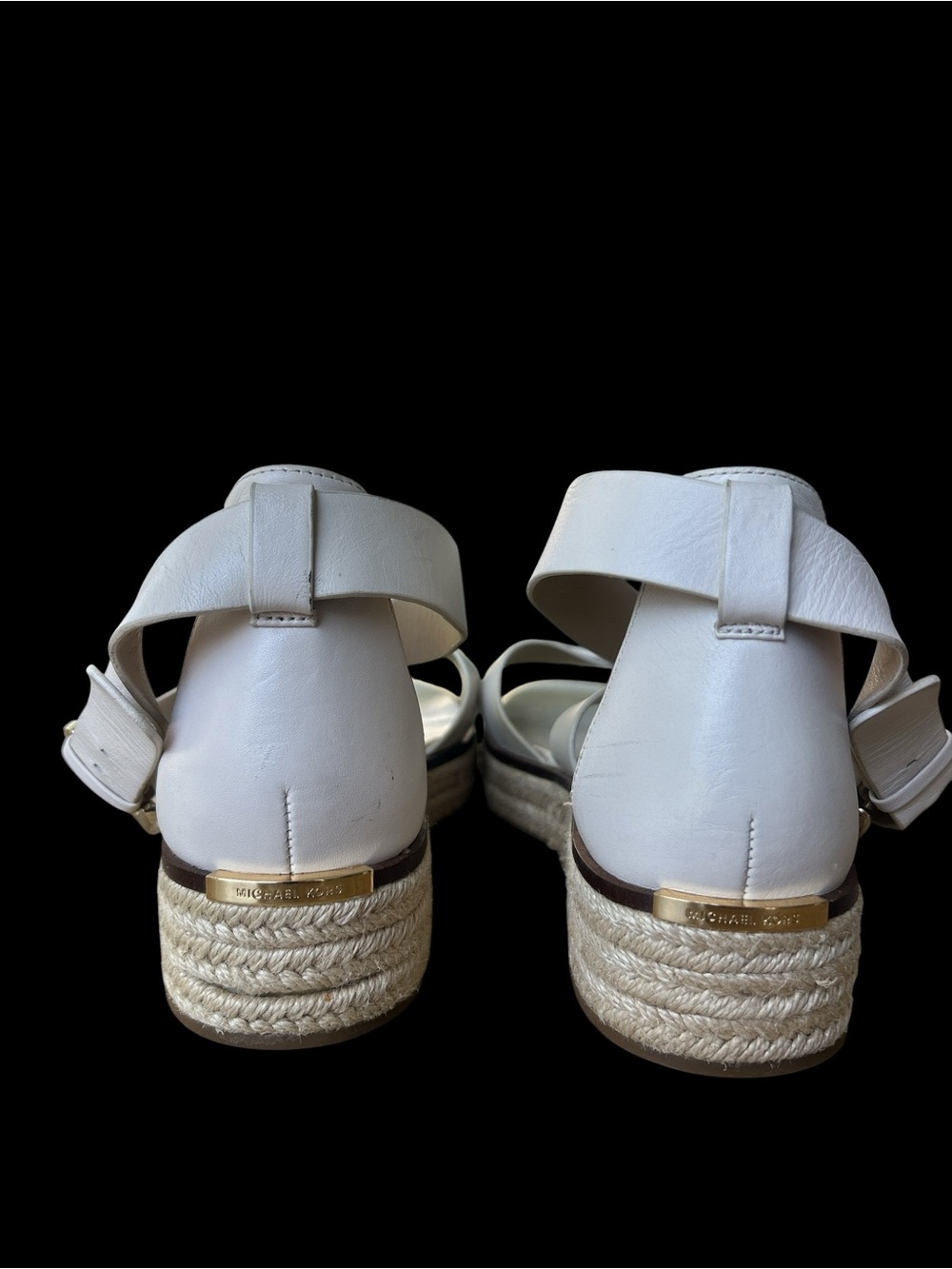 Michael Kors Ivory Sandals with Gold Buckles - Picture 3 of 8